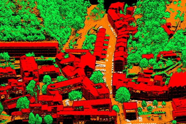 Aerial LiDAR classification of dense urban buildings and vegetation