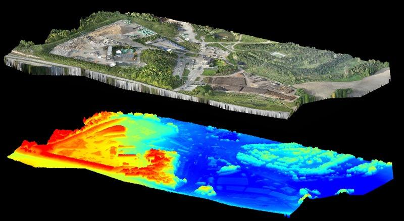 Mobile LiDAR 3D model of a site with elevation heatmap