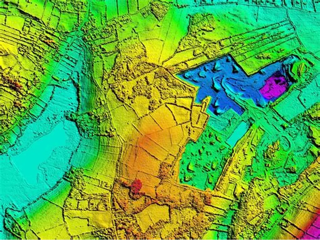 Colorized digital elevation model of agricultural terrain