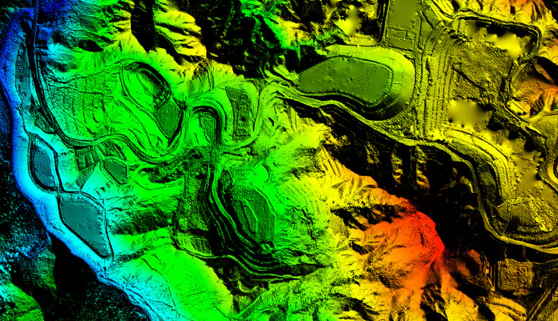 Remote sensing DEM of mining and terrain features