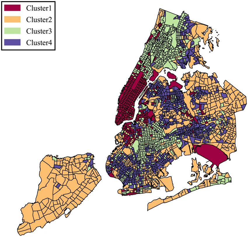 QGIS spatial cluster analysis of NYC census tracts