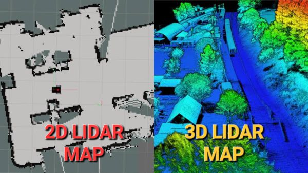 2D and 3D LiDAR map comparison